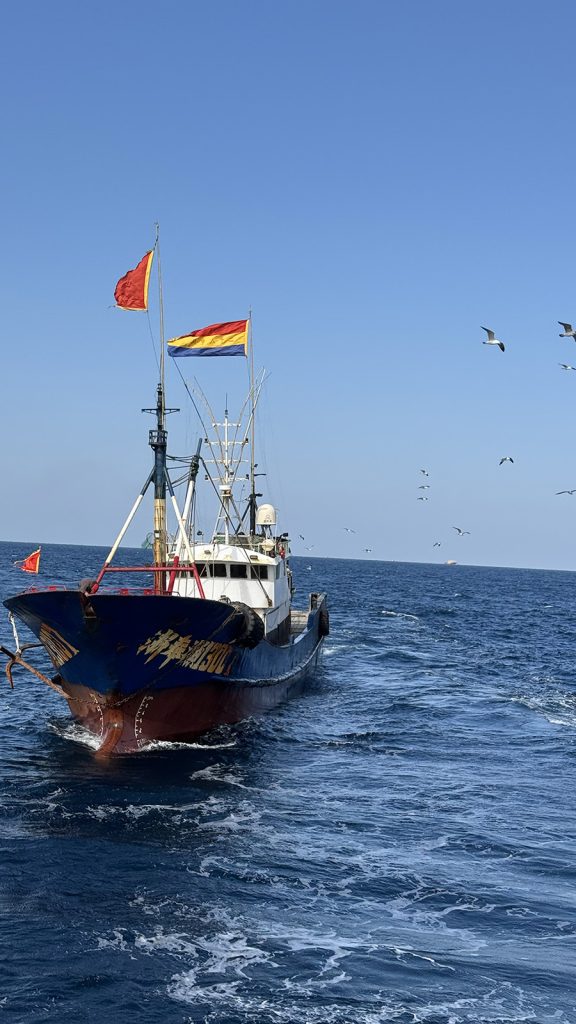 浙奉渔渔船在深海拖网捕捞